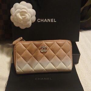 Chanel Beige Ombre Quilted Wallet